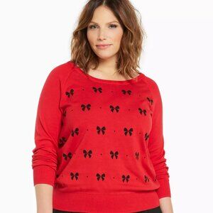 torrid Bow Print Red Sweater